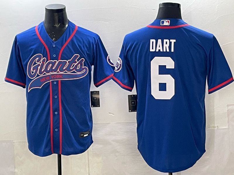 Men 2025 New York Giants #6 Dart Blue Joint Name Nike Limited NFL Jersey 01